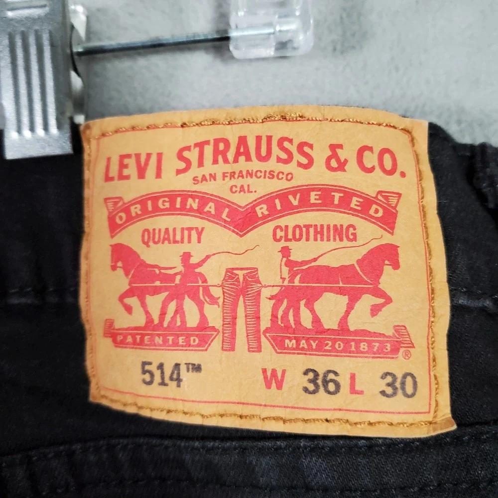 Levi's 514 Straight Fit Jeans Mens‎ 36x30 Black Denim Gorpcore Grunge Streetwear